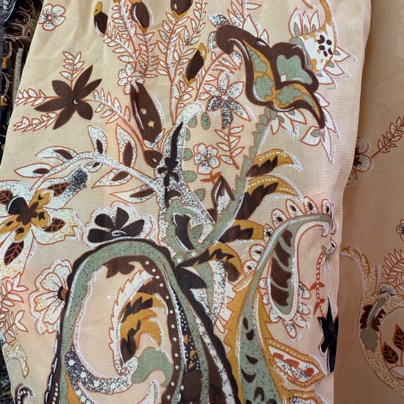 Essentials by Milano Beige Floral A-Line Skirt - Picture 2 of 5